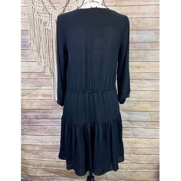 Rebecca Taylor | NWOT Silk Long Sleeve Double Georgette Flutter Hem Shirt Dress - Picture 5 of 9